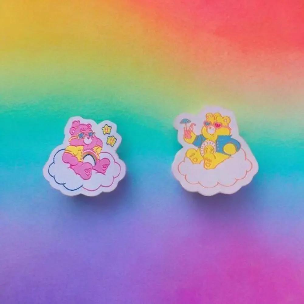 Care Bears Patch Set Sunglasses Clouds Iron-On  2” Cheer Funshine Nostalgia 80s